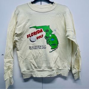 vintage 70s buttercream yellow florida gold crewneck sweatshirt